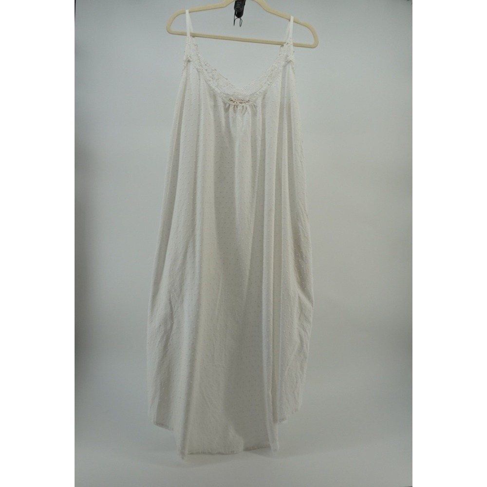 Papinelle Swiss Dot Maxi Nightgown Dress Romantic Cottagecore Boho White Size L - Picture 2 of 12